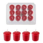 12 pcs 10 Hours Unscented Glazed Votive Candle in PVC Tray - Red