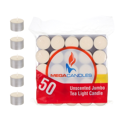 Mega Candles Pcs Unscented Jumbo Tea Light Candle In Bag Ivory