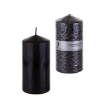 3" x 6" Unscented Domed Top Press Pillar Candle in Shrink Wrap - Black