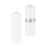 3" x 9" Unscented Domed Top Press Pillar Candle in Shrink Wrap - White