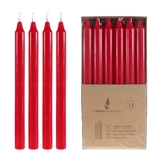 12 pcs 10" Unscented Straight Taper Candle in Brown Box - Red