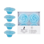 4 pcs 3" Unscented Floating Flower Candle in White Box - Light Blue