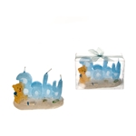 Baby Phrase in Beach Theme with Teddy Bear Candle in Clear Box - Blue