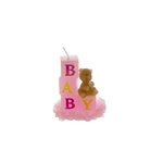 Baby Block with Teddy Bear Candle in Gift Box - Pink