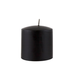 3" x 3" Unscented Round Glazed Pillar Candle - Black