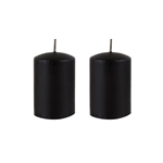 2" x 3" Unscented Round Glazed Pillar Candle - Black